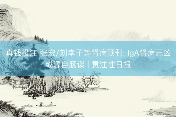 真钱投注 张宏/刘幸子等肾病顶刊: IgA肾病元凶或源自肠谈 | 贯注性日报