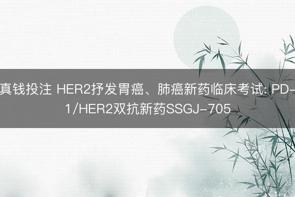 真钱投注 HER2抒发胃癌、肺癌新药临床考试: PD-1/HER2双抗新药SSGJ-705