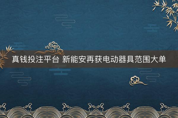 真钱投注平台 新能安再获电动器具范围大单