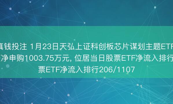 真钱投注 1月23日天弘上证科创板芯片谋划主题ETF(589070)获净申购1003.75万元, 位居当日股票ETF净流入排行206/1107