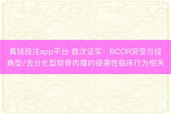 真钱投注app平台 首次证实：BCOR突变与经典型/去分化型软骨肉瘤的侵袭性临床行为相关
