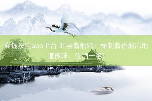 真钱投注app平台 叶县酱焖鸡：秘制酱香焖出地道豫味，佐酒一绝！