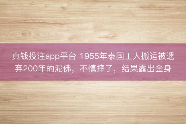 真钱投注app平台 1955年泰国工人搬运被遗弃200年的泥佛，不慎摔了，结果露出金身