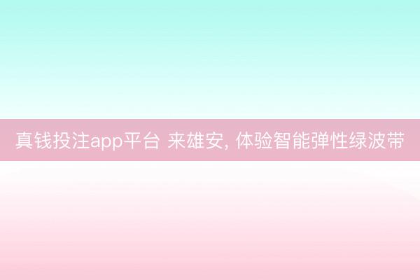 真钱投注app平台 来雄安, 体验智能弹性绿波带
