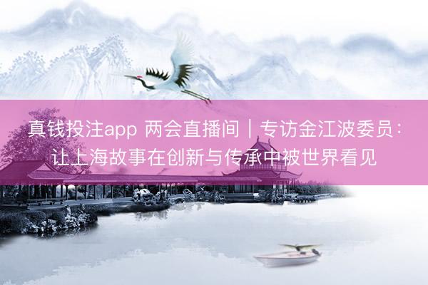 真钱投注app 两会直播间｜专访金江波委员：让上海故事在创新与传承中被世界看见