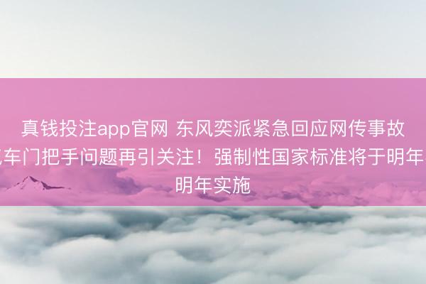 真钱投注app官网 东风奕派紧急回应网传事故，汽车门把手问题再引关注！强制性国家标准将于明年实施