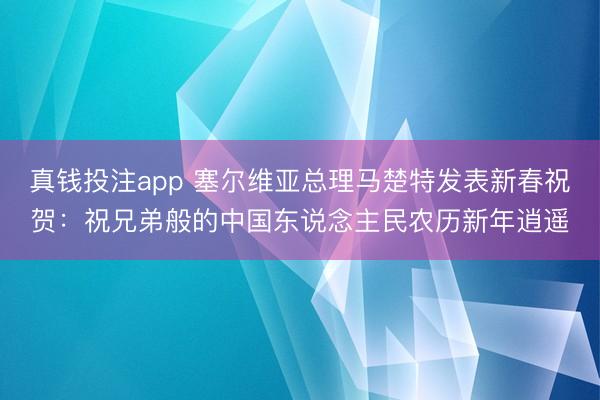 真钱投注app 塞尔维亚总理马楚特发表新春祝贺：祝兄弟般的中国东说念主民农历新年逍遥