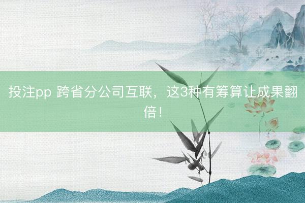 投注pp 跨省分公司互联，这3种有筹算让成果翻倍！