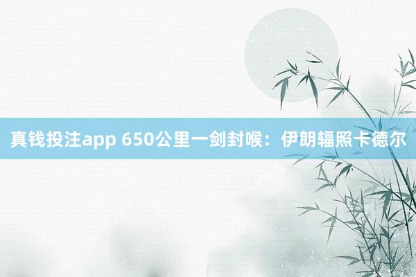 真钱投注app 650公里一剑封喉:伊朗辐照卡德尔