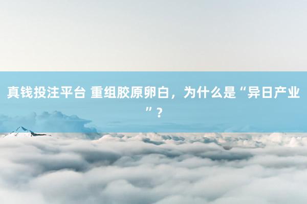 真钱投注平台 重组胶原卵白，为什么是“异日产业”？