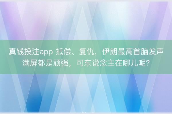 真钱投注app 抵偿、复仇，伊朗最高首脑发声满屏都是顽强，可东说念主在哪儿呢？
