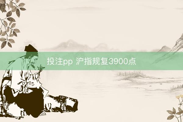 投注pp 沪指规复3900点