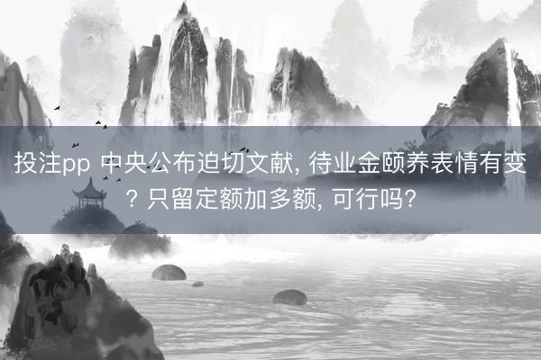 投注pp 中央公布迫切文献, 待业金颐养表情有变? 只留定额加多额, 可行吗?