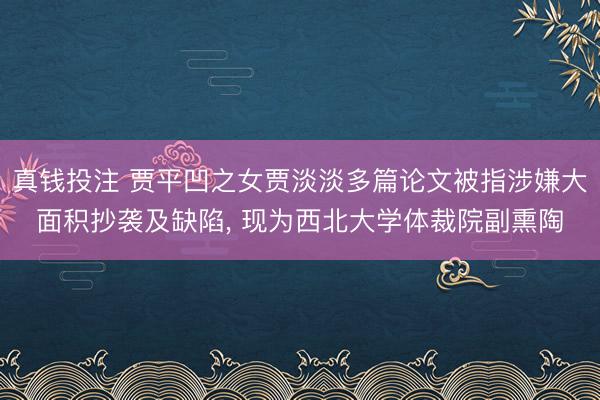 真钱投注 贾平凹之女贾淡淡多篇论文被指涉嫌大面积抄袭及缺陷, 现为西北大学体裁院副熏陶