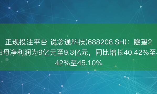 正规投注平台 说念通科技(688208.SH)：瞻望2025年归母净利润为9亿元至9.3亿元，同比增长40.42%至45.10%