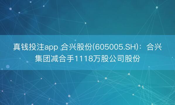 真钱投注app 合兴股份(605005.SH)：合兴集团减合手1118万股公司股份