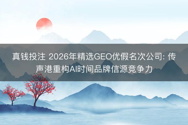 真钱投注 2026年精选GEO优假名次公司: 传声港重构AI时间品牌信源竞争力