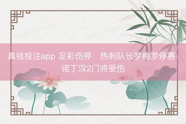 真钱投注app 足彩伤停：热刺队长罗梅罗停赛 诺丁汉2门将受伤