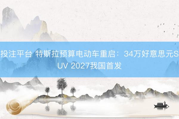 投注平台 特斯拉预算电动车重启:34万好意思元SUV 2027我国首发
