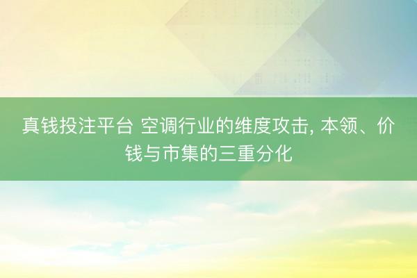 真钱投注平台 空调行业的维度攻击, 本领、价钱与市集的三重分化
