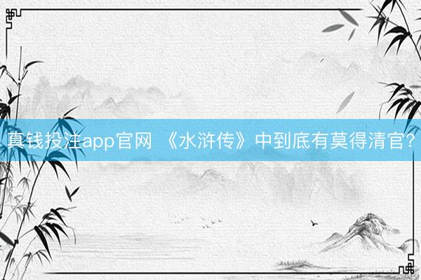 真钱投注app官网 《水浒传》中到底有莫得清官？