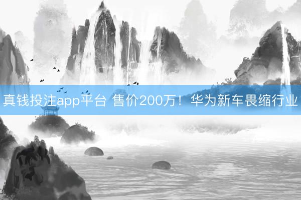 真钱投注app平台 售价200万！华为新车畏缩行业