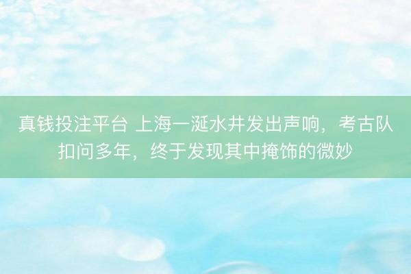 真钱投注平台 上海一涎水井发出声响，考古队扣问多年，终于发现其中掩饰的微妙
