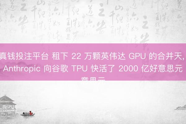 真钱投注平台 租下 22 万颗英伟达 GPU 的合并天， Anthropic 向谷歌 TPU 快活了 2000 亿好意思元