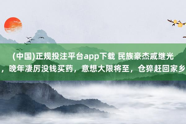 (中国)正规投注平台app下载 民族豪杰戚继光,晚年凄厉没钱买药,意想大限将至,仓猝赶回家乡