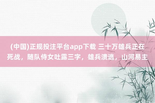 (中国)正规投注平台app下载 三十万雄兵正在死战,随队侍女吐露三字,雄兵溃逃,山河易主