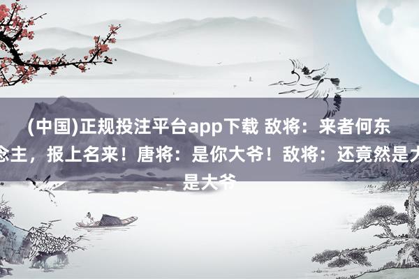 (中国)正规投注平台app下载 敌将:来者何东说念主,报上名来!唐将:是你大爷!敌将:还竟然是大爷