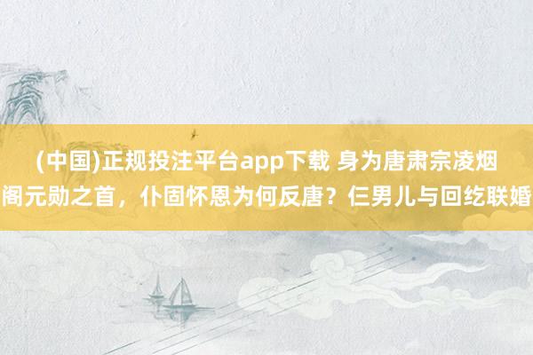 (中国)正规投注平台app下载 身为唐肃宗凌烟阁元勋之首，仆固怀恩为何反唐？仨男儿与回纥联婚