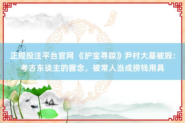 正规投注平台官网 《护宝寻踪》尹村大墓被毁:考古东谈主的握念,被常人当成捞钱用具