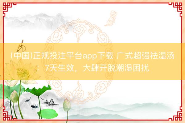 (中国)正规投注平台app下载 广式超强祛湿汤:7天生效,大肆开脱潮湿困扰