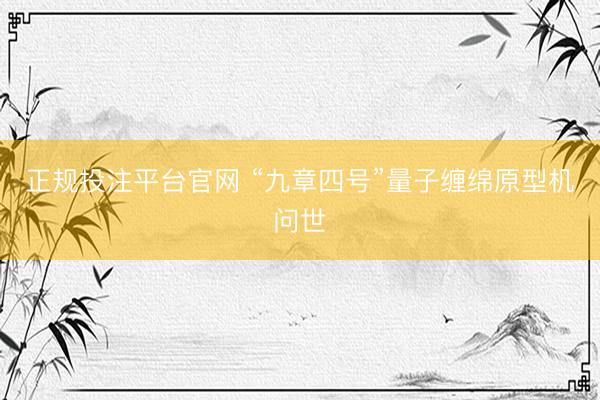 正规投注平台官网 “九章四号”量子缠绵原型机问世