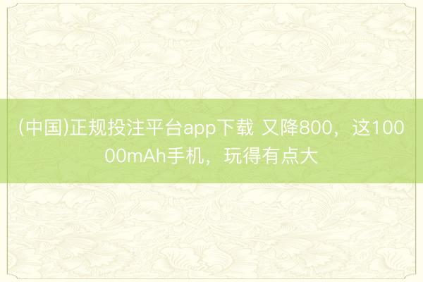 (中国)正规投注平台app下载 又降800,这10000mAh手机,玩得有点大