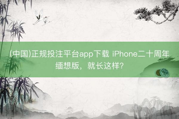 (中国)正规投注平台app下载 iPhone二十周年缅想版,就长这样?