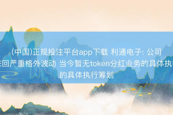 (中国)正规投注平台app下载 利通电子: 公司股票来回严重格外波动 当今暂无token分红业务的具体执行筹划