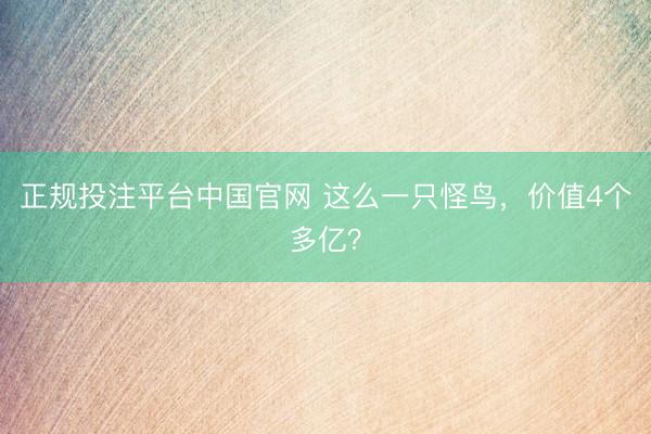 正规投注平台中国官网 这么一只怪鸟,价值4个多亿?