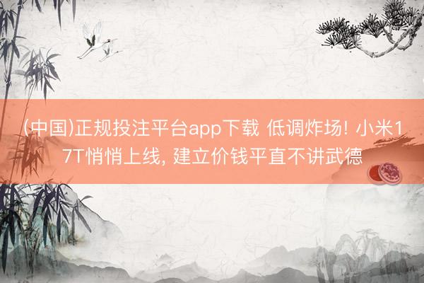 (中国)正规投注平台app下载 低调炸场! 小米17T悄悄上线, 建立价钱平直不讲武德