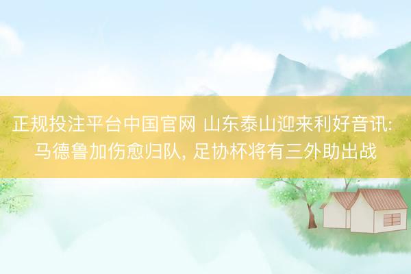 正规投注平台中国官网 山东泰山迎来利好音讯: 马德鲁加伤愈归队， 足协杯将有三外助出战